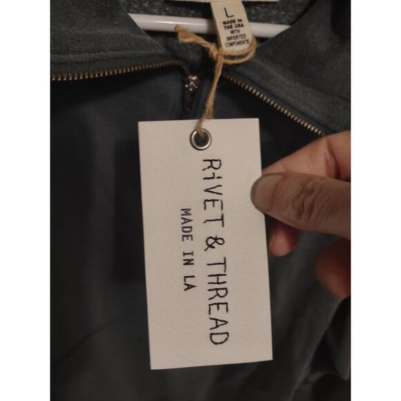 Madewell Rivet and Thread Green Hoodie Sweatshirt Large Oversized Preppy Casual - Picture 5 of 8